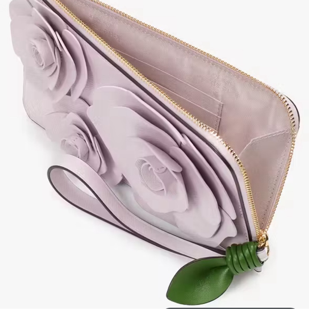 Kate Spade Flora flower medium L-zip wristlet - Picture 3 of 7